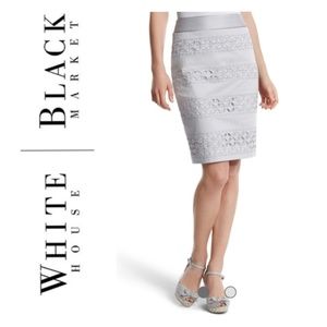 White House Black Market Grey Pencil Skirt Sz 8